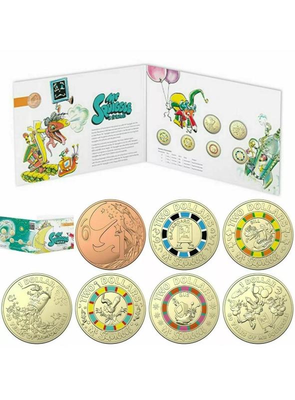 2019 Mr Squiggle 澳洲 紀念幣 一冊/套/共7枚 Woolworths WWS 硬幣 錢幣 童話 卡通