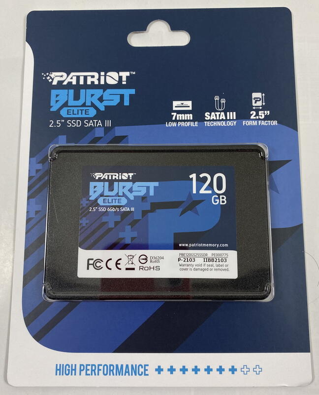 缺貨中(原廠3年保)Patriot美商博帝 Burst Elite 120G 120GB 2.5吋 SATA3 SSD