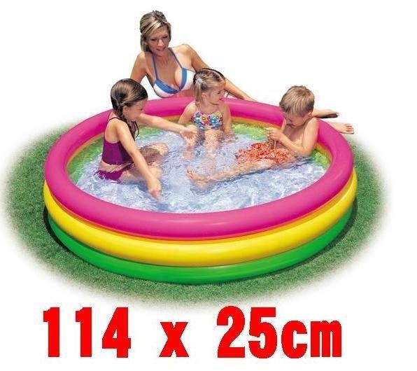 [衣林時尚] INTEX 三圈炫彩游泳池 114CM X 25CM(有氣墊) 可當澡盆 57412 促銷價