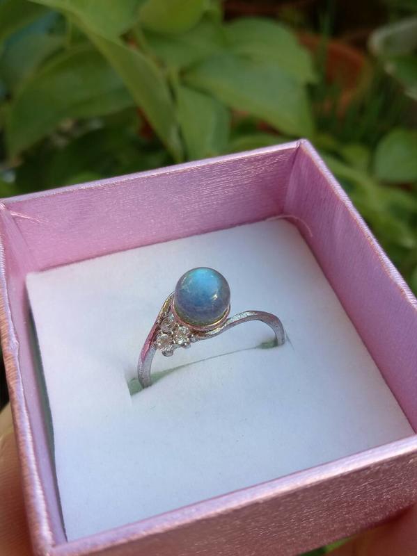 天然月光石 強藍光暈 圓珠戒指(925銀戒台，活圍)
