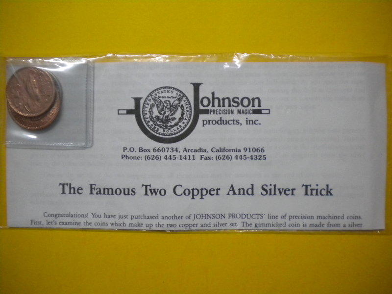 嘉義魔術協會•全新JOHNSON原版硬幣道具The Famous Two Copper And Silver Trick