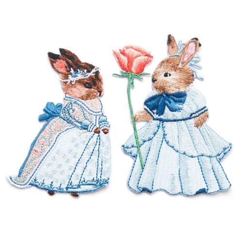 特價 刺繡兔兔組一對  燙布貼