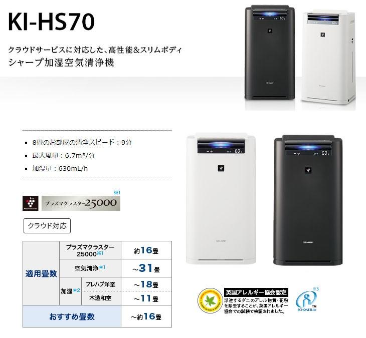 日本夏普Sharp KI HS70 16坪雲端智慧電漿除菌加濕空氣清淨機現貨新款給