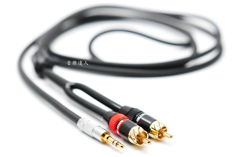 "音樂達人"高CP值手作發燒線~鍍金3.5mm對RCA 4N無氧銅訊號線 帶磁環 線長2M 適擴大機 DAC 耳擴 喇叭