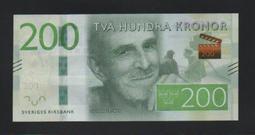 【低價外鈔】瑞典2015年200 KR 瑞典克朗 紙鈔一枚，...