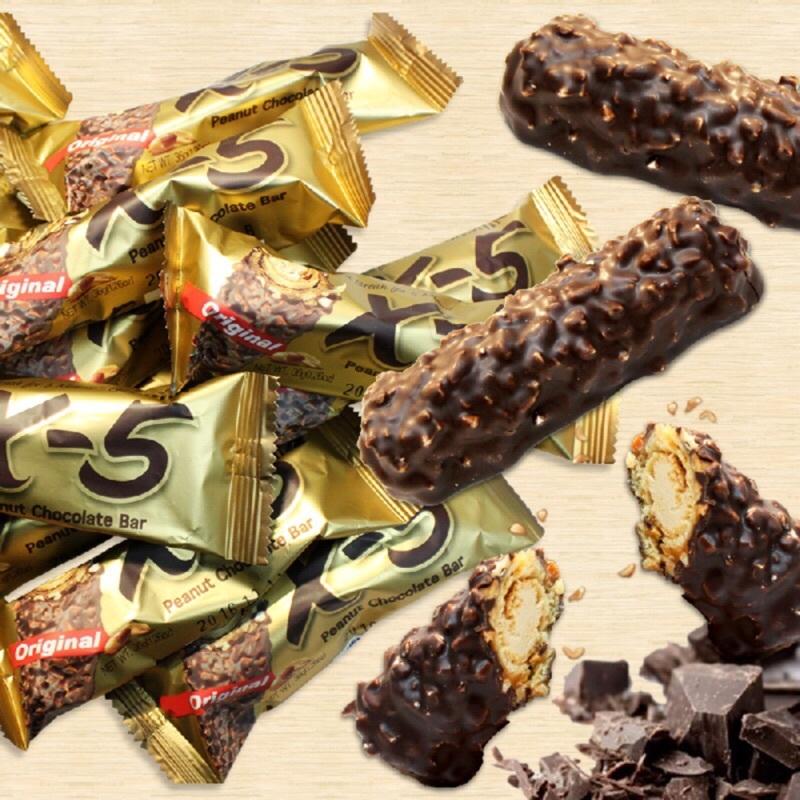 ????必吃??韓國經典熱銷商品 X-5花生巧克力捲心酥-36公克(1.26oz)-10條入  多層次口感 金色新裝
