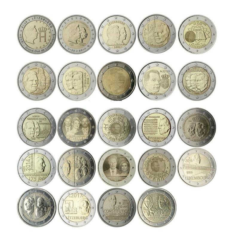 盧森堡 2004-2018年 2歐元 雙金屬 紀念幣 共24枚