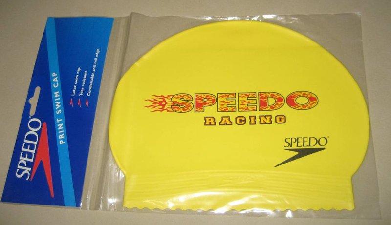 全新 速比濤 Speedo Racing Latex Print Swimming Cap 黃色 乳膠 泳帽 免運費 