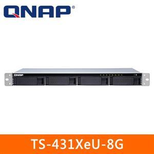 含發票 QNAP TS-431XeU-8G 機架式(不含滑軌，3年保)網路儲存伺服器    短機箱設計，不適用在標準櫃機