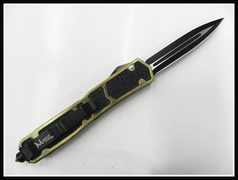【原型軍品】全新 II 聖螞蟻 匕首 型 彈簧刀 (金)黑刃/平口 AC-1754-02