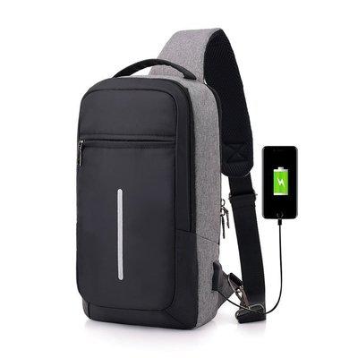 廠家直銷男士商務休閒防盜胸包USB充電背包大容量單肩斜挎旅行包