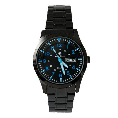 手錶 型男軍用藍色刻度全黑不鏽鋼腕錶 搭戴SEIKO精工VX43石英機芯 柒彩年代【NE1811】30米防水