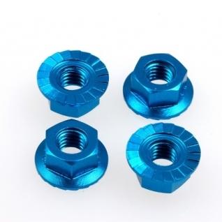 125PIT☆✩HIRO SEIKO 鋁合金 M4 防鬆螺帽 (帶齒) - 水藍色 69591