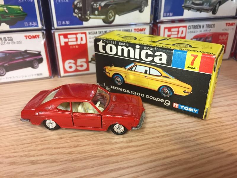 Tomica 日本製黑盒no.7 HONDA 1300 COUPE 9 舊輪初期車色標盒黑箱絕版