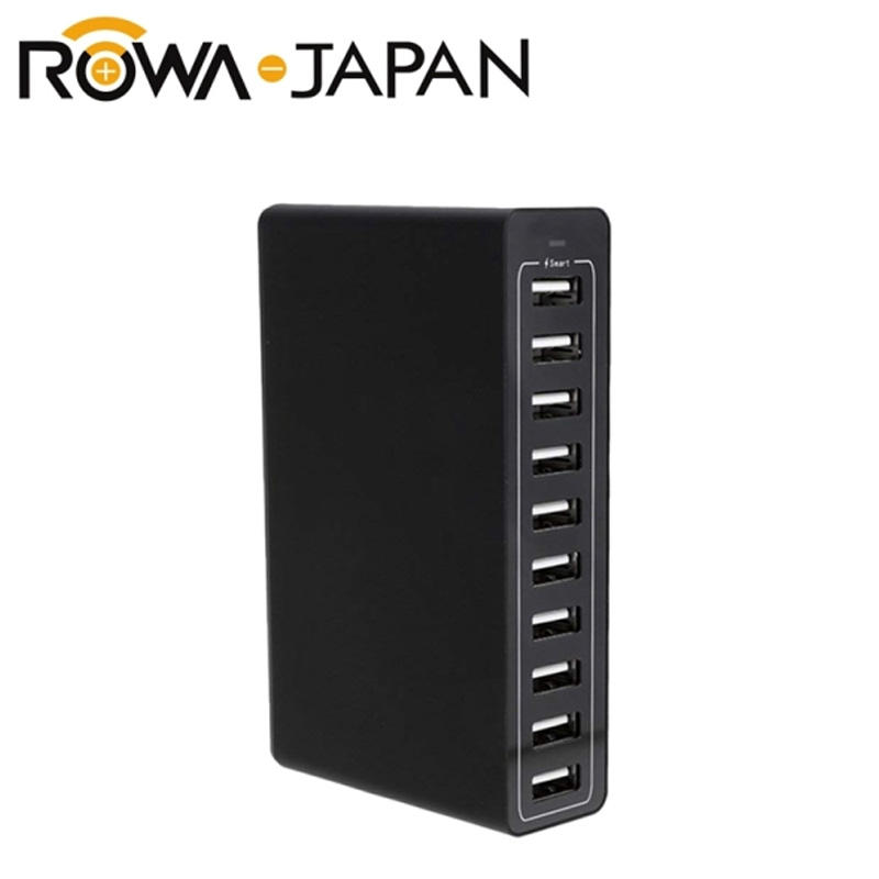 『e電匠倉』ROWA 樂華 10口 USB 高速充電器 5V-10A 黑色 斷電保護 自動辨識 10孔