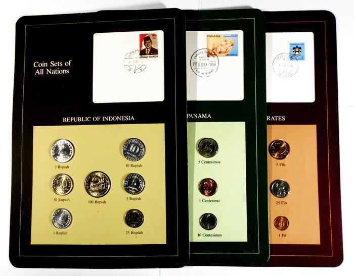 BA167 富蘭克林1980年代 ( 印度尼西亞+阿聯酋+巴拿馬 ) 裝幀套幣 共3冊 UNC