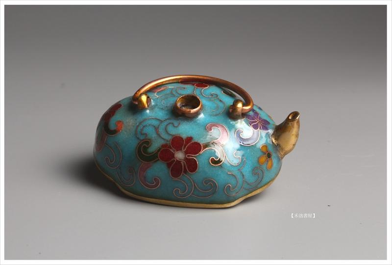 中国文物銅製景泰籃水滴-