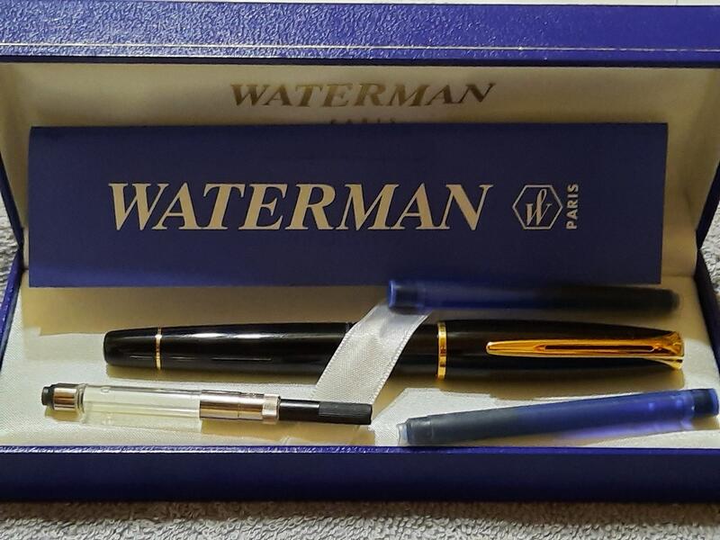 【新筆 未使用】威迪文waterman  18K 鋼筆 查理斯登 法國製 18K-750  M尖 筆套有美麗刻字