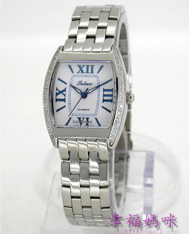 【 幸福媽咪 】TELUX 鐵力士 酒桶型 藍寶石水晶鏡面 頂級不鏽鋼 自動手動上鍊機械錶(可自取實體店面)SW-9532L免運費