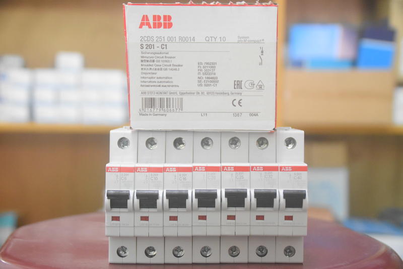 ABB 小型斷路器 S200系列(20kA) 1P C曲線 6~40A，BA-S201-C、BAS201C、DC斷路器.
