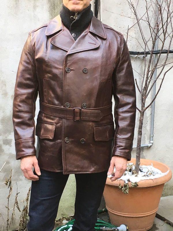 Aero Leather Mariner Coat Brown Horsehide 馬皮 短大衣