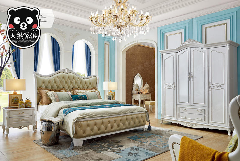 【大熊傢俱】KFD 9602 輕奢華雙人床架 歐式 新古典 典雅 雙人床 床頭櫃 妝台 收納 臥房