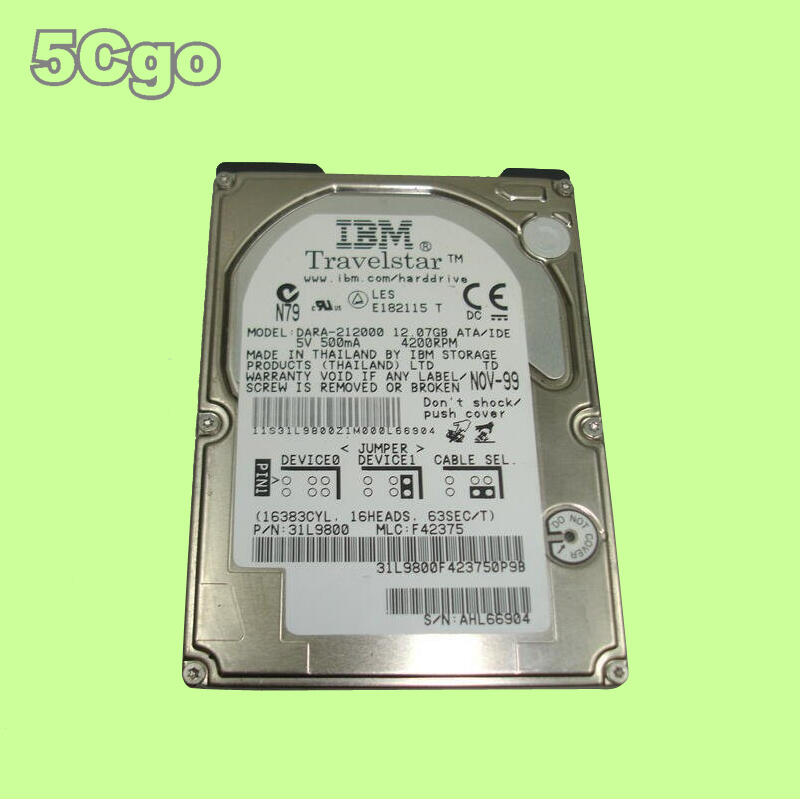 5Cgo【權宇】9成新 IBM/日立 DARA-212000 12G 2.5寸並口筆記本硬碟 IDE/PATA 含稅