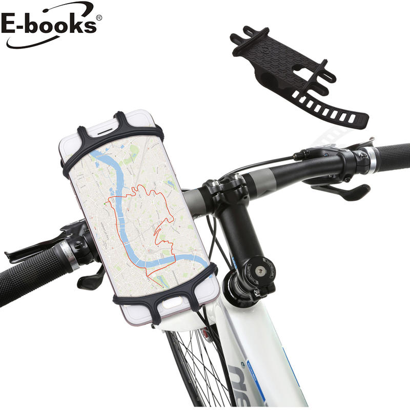 【E-books】N60 自行車拉扣式耐震手機支架 八段式伸縮調節扣環設計 矽膠材質 拆裝便利不須工具