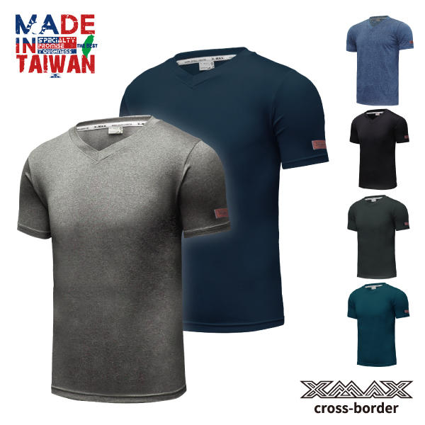 排汗王~X-MAX~MIT-T7520V領皮標款素面短袖T恤~短T~舒適~臂章~