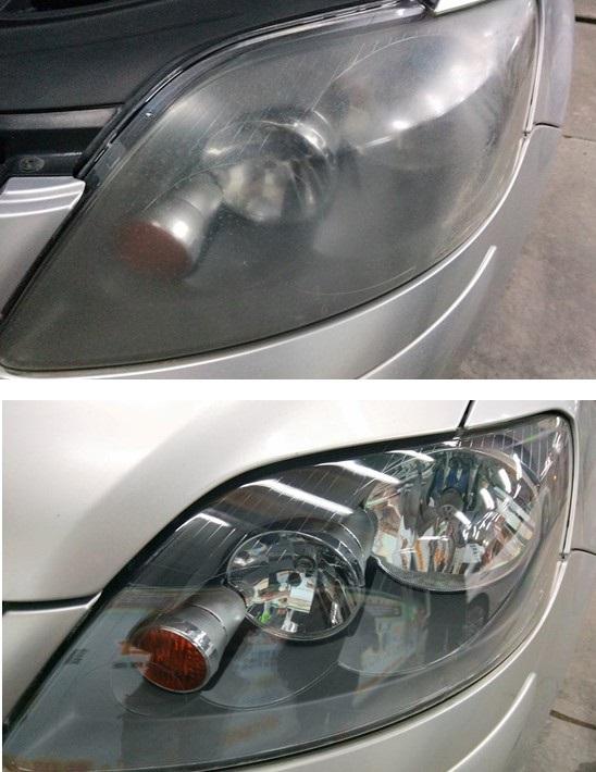 大燈快潔現場施工 Volkswagen 福斯 GolfPlus 原廠車大燈泛黃霧化拋光修復翻新處理