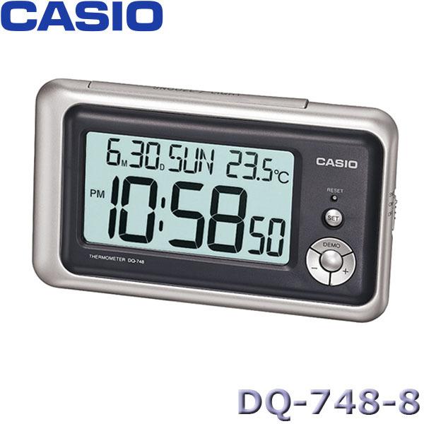 【MR3C】完售 含稅有發票【公司貨附保卡】CASIO 卡西歐 DQ-748-8 銀色 數字型大字幕溫度計鬧鐘
