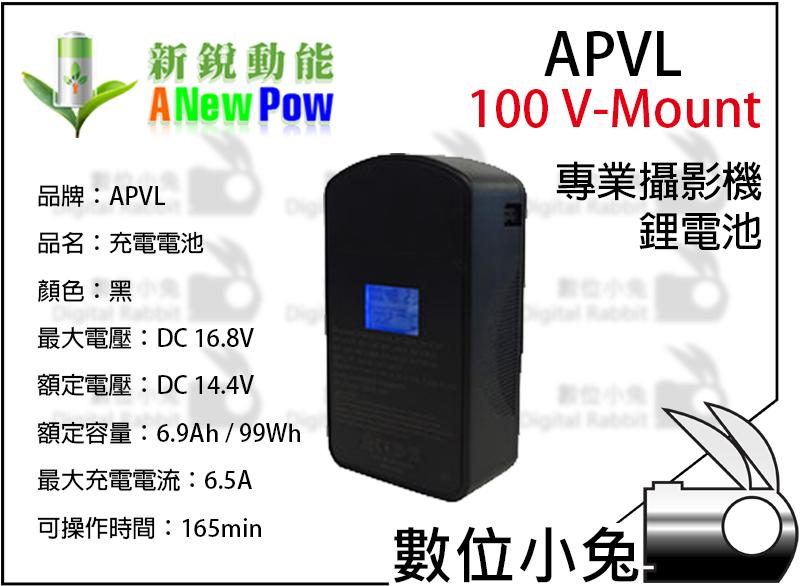數位小兔【APVL 100 V-Mount 攝影機鋰電池】新銳動能 高電容量 鋰電池 錄影機