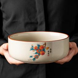 米黃汝窯茶洗陶瓷茶渣缸倒茶廢水缸功夫茶杯茶盂水盂茶具配件家用
