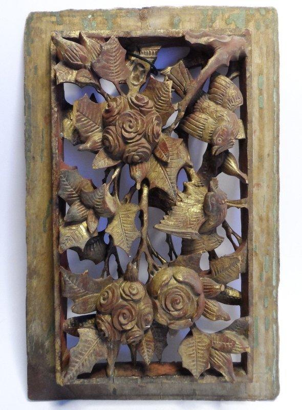 古董老木雕花件-花鳥件 藝品擺飾