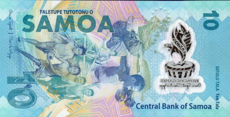 薩摩亞-2019年10元塑膠紀念鈔
