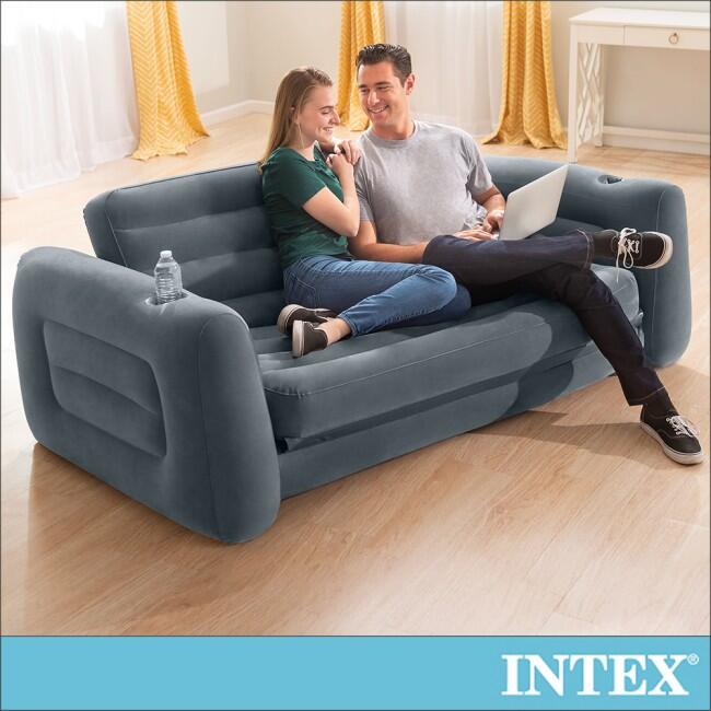 小江的店--【INTEX】二合一雙人超大充氣沙發床 /充氣床/氣墊床(貨到付款.免運費)(66552)