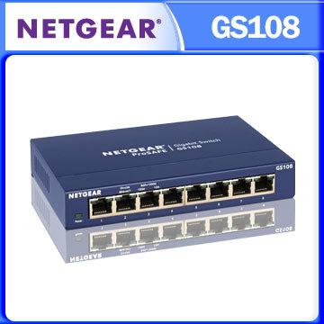 台灣公司貨五年保 鐵殼 NETGEAR ProSafe 8埠 10/100/1000M Gigabit Ethernet Switch 高速交換式集線器 GS108