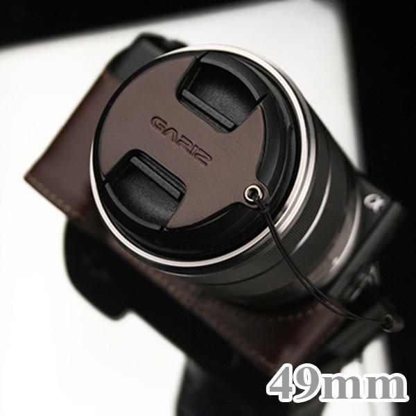 【傑米羅】Gariz Sony 49mm 真皮鏡頭蓋貼 鏡頭蓋防丟繩 (深棕色) ALC-F49S
