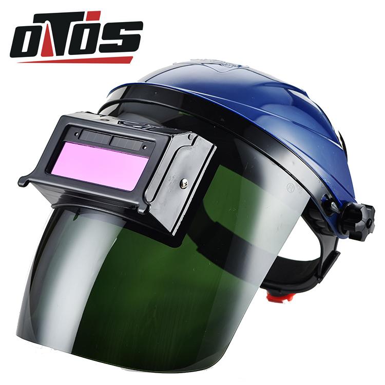 OTOS電焊面罩自動變光焊帽焊接氩弧焊防護面罩頭戴式面罩防塵面罩 太陽能 不粘焊渣 買就送PC保護片X2 質量很好