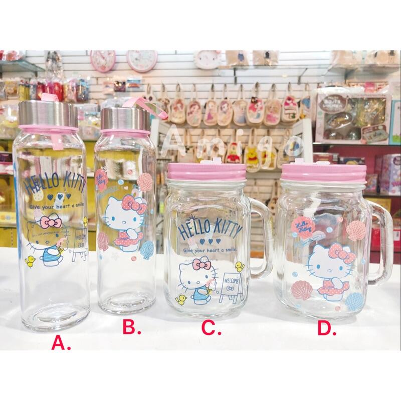 《朋友禮品》台灣正版授權 凱蒂貓 Hello Kitty 玻璃瓶 梅森瓶 水壺 水杯 三麗鷗