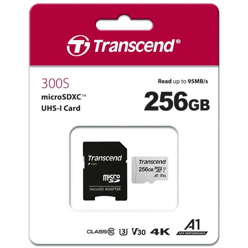 「阿秒市集」限量 創見 MicroSDXC T-Flash TF 256G U3 100M 記憶卡 附轉卡 300S-A