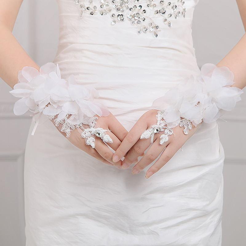 凡妮莎新娘手套 蕾絲綉花露指手套 婚紗禮服新娘飾品