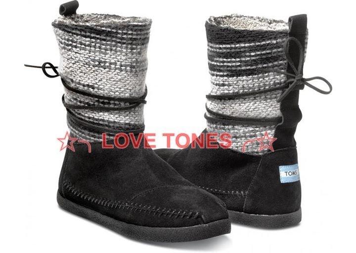 ☆╮LOVE TONES╭☆美國正品TOMS鞋『免運』Black Wool Stripe 黑色條紋羊毛雪靴 秋冬預購款
