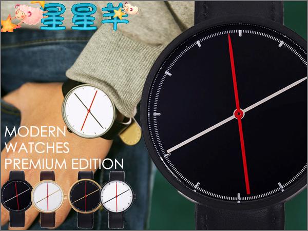 德國工藝 簡約細微刻度 時尚新潮 紅點概念設計 皮革 手錶  中性錶 男錶 女錶  ★星星羊★ 【WW279】