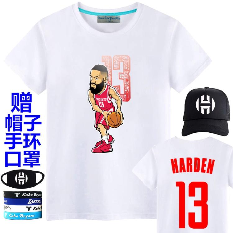 哈登頭像T恤 男青少年創意個性大胡子登哥同款中國行籃球短袖上衣
