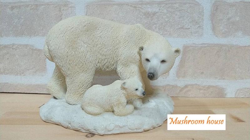 點點蘑菇屋 歐洲精品野生動物北極熊媽媽與小熊寶寶擺飾 可愛家飾 禮品 精緻飾品 鄉村風 動物園 現貨 免運費