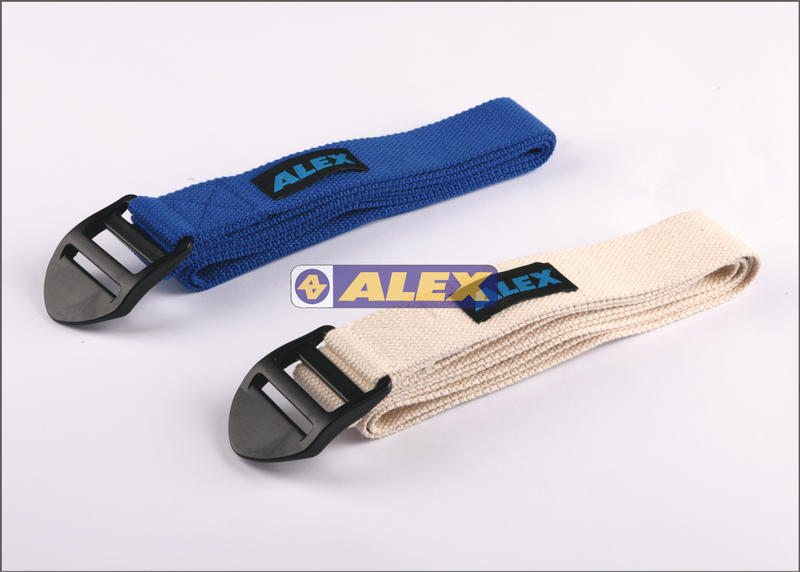 (布丁體育)ALEX B-23 瑜珈伸展帶(只) 米白/寶藍 另賣 瑜珈墊 瑜珈磗 瑜珈彈力帶 瑜珈柱 瑜珈滾筒 拉力繩