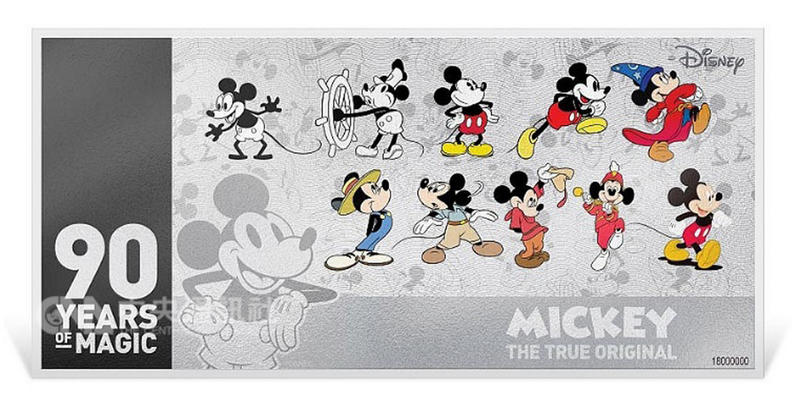 迪士尼米奇誕生90週年限量紀念銀鈔幣