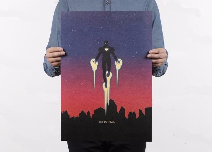 [現貨]鋼鐵人 東尼·史塔克 漫畫頭像 IRONMAN 復仇者 牛皮紙懷舊復古電影海報 裝飾畫