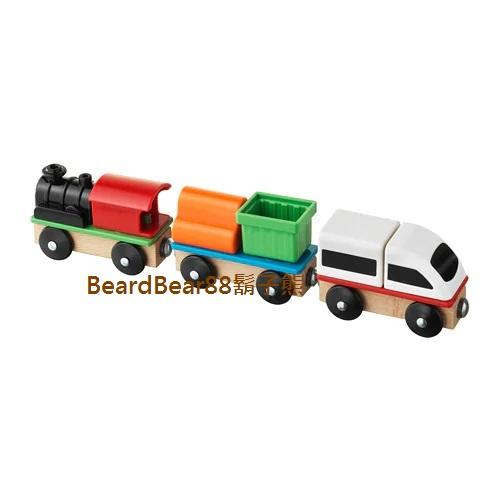 LILLABO 玩具火車 3件組, 木製磁鐵連接列車 上半部零件可拆卸 不含雙酚A不含塑化劑【鬍子熊】代購